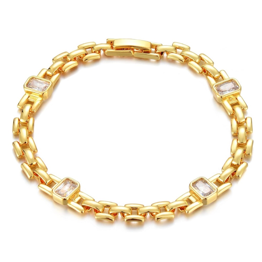 Gold Crystal Bracelet Zircon Link Bracelet